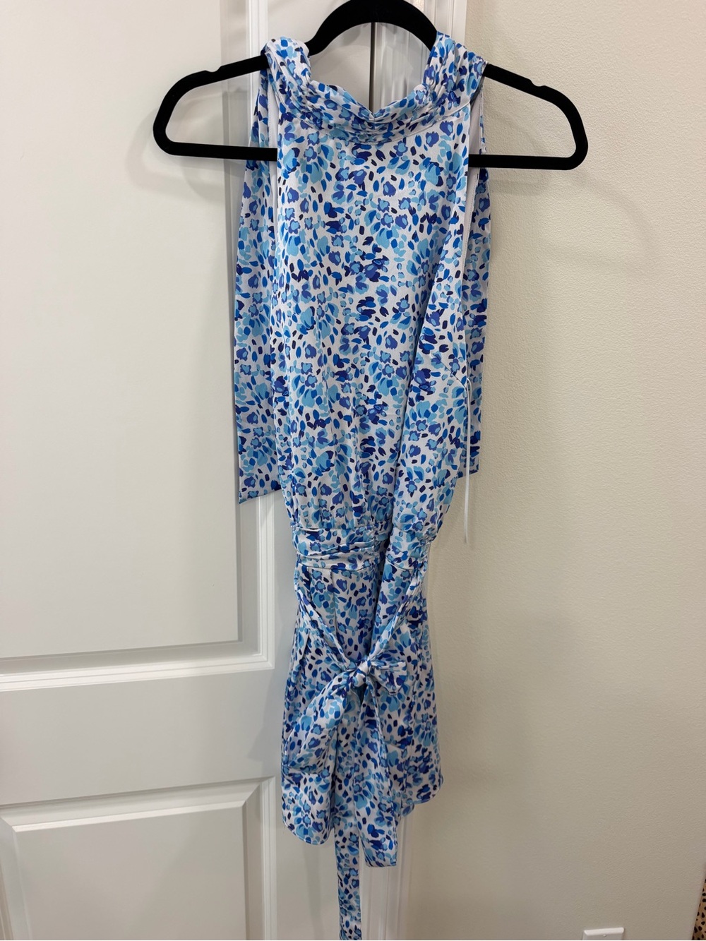Sugarlips Blue & White Floral Halter Jumpsuit